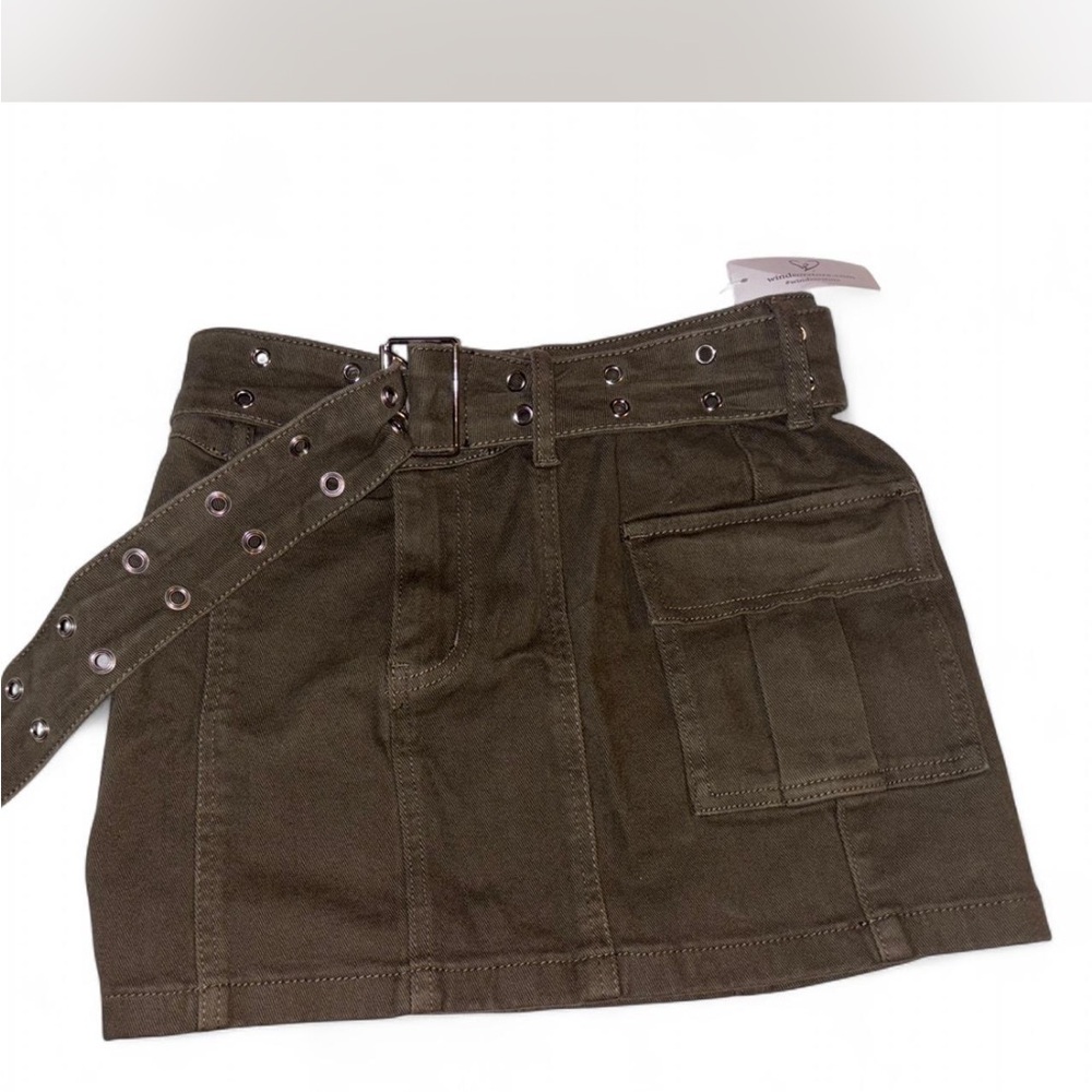 Olive Green Mini Cargo Skirt